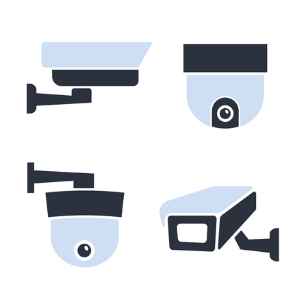 Security surveillance camera, CCTV vector icons set vectorのイラスト素材