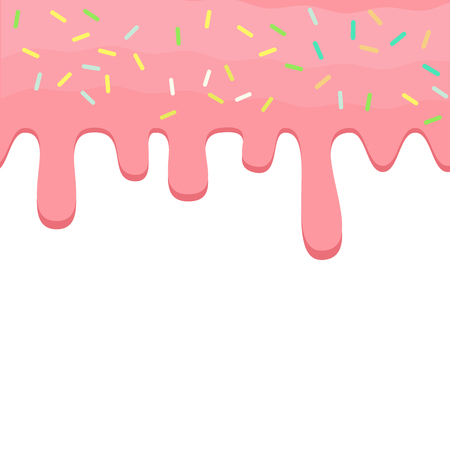 Dripping pink doughnut seamless glaze. Liquid sweet flow, tasty food dessert flowing vectorのイラスト素材
