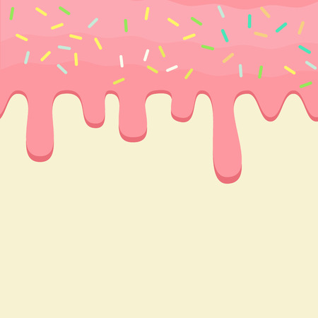 Dripping pink doughnut seamless glaze. Liquid sweet flow, tasty food dessert flowing vectorのイラスト素材