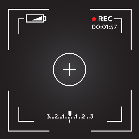 Camera viewfinder. Template focusing screen of the camera. Viewfinder camera recordingのイラスト素材