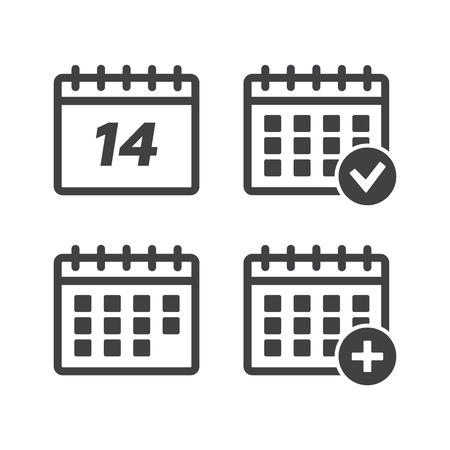 Calendar icons set vector illustrator. Calendar blackのイラスト素材