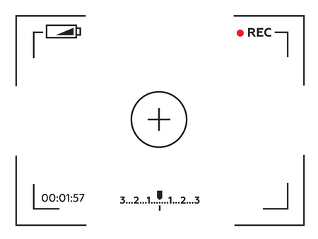 Camera viewfinder. Template focusing screen of the camera. Viewfinder camera recordingのイラスト素材