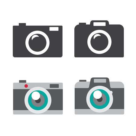 Camera icons set vector illustrator. Camera blackのイラスト素材