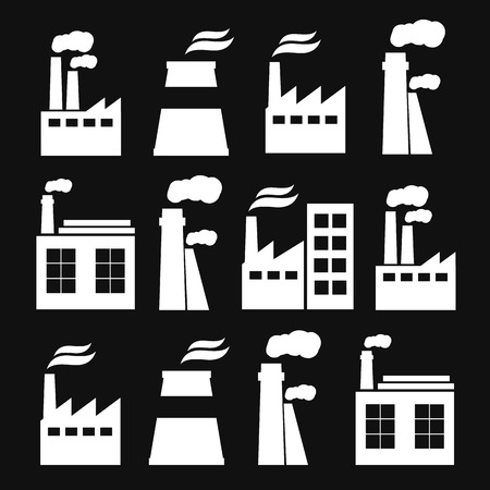 Set of industry manufactory building iconsのイラスト素材