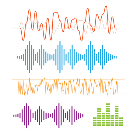 Color sound waves. Music technology, digital design, stereo equalizerのイラスト素材