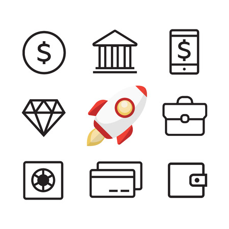 Business thin black line icons setのイラスト素材