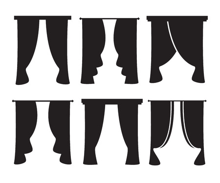 Vector black curtain icons on white backgroundのイラスト素材
