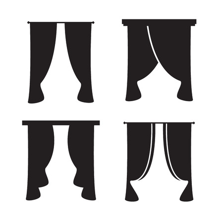 Window curtains set vector illustrationのイラスト素材