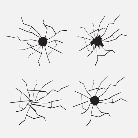 Cracks set, broken glass or wallのイラスト素材