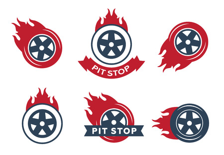 Colored racing tires vector emblemsのイラスト素材