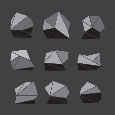 Rock stone isometric view set 3d flat styleのイラスト素材
