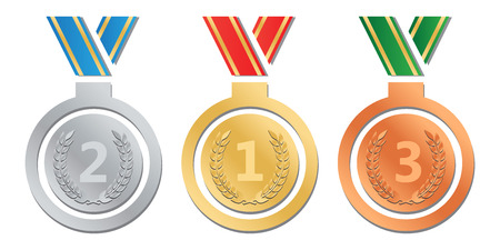 Medals set vector illustration in flat styleのイラスト素材