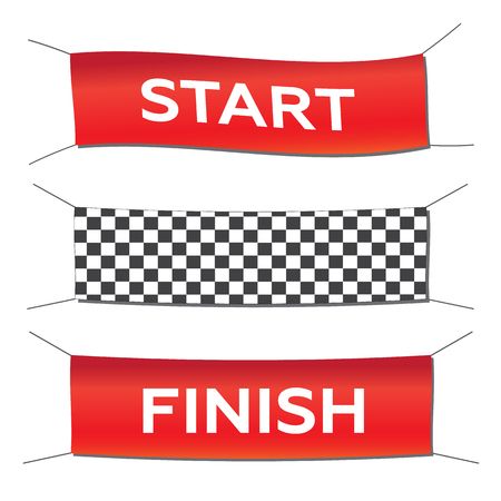 Banner set start finish illustration in flat styleのイラスト素材
