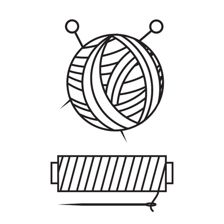 Needle and thread illustration in line styleのイラスト素材