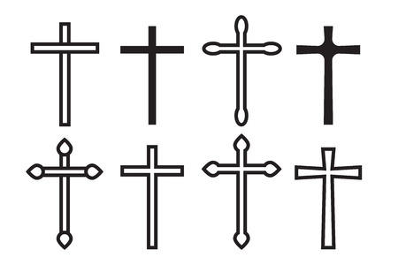 Thin line icons set of crosses. Illustration of crossesのイラスト素材