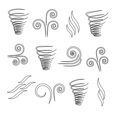 Wind icons nature, climate and motionのイラスト素材