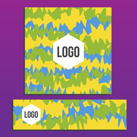 Placards with Web Banner. Summer games. Colors of Brazil. Corporate identity template. Business stationery mock-up with logo. Color backgroundのイラスト素材