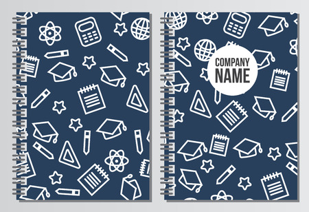Notebook cover. Back to school background. Branding template with back to school patternのイラスト素材