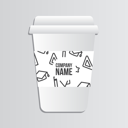 Coffee Cup with back to school pattern. Back to school branding backgroundのイラスト素材