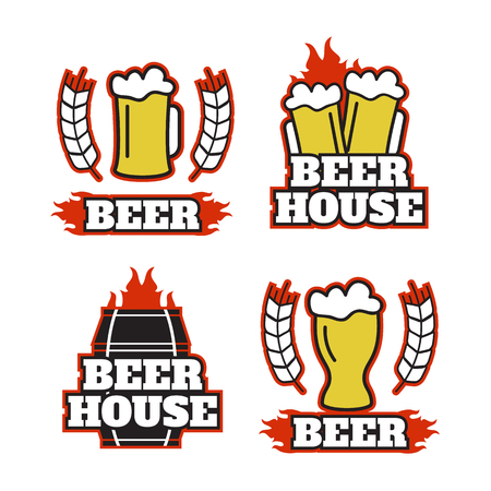 Vintage beer brewery   emblems vector illustrationのイラスト素材