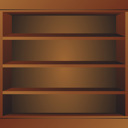 Wooden book shelf. Book shelf vector illustratonのイラスト素材