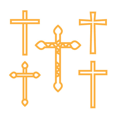 Ornate christian cross art illustration setのイラスト素材