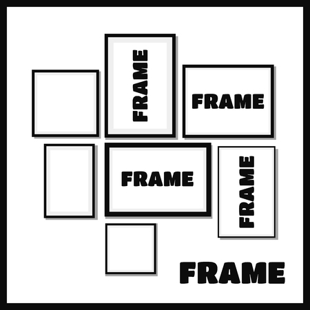 Frame Design. Frame for picture. Many frames, black frame blankのイラスト素材