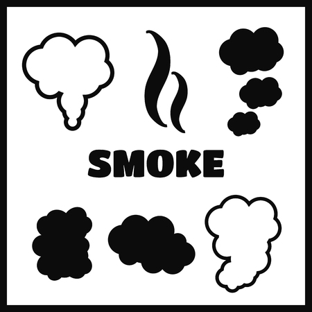 Steam, cloud and smoke vector icons set. Cloud abstract shapeのイラスト素材