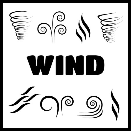 Wind icons nature, wave flowing, cool weather vectorのイラスト素材
