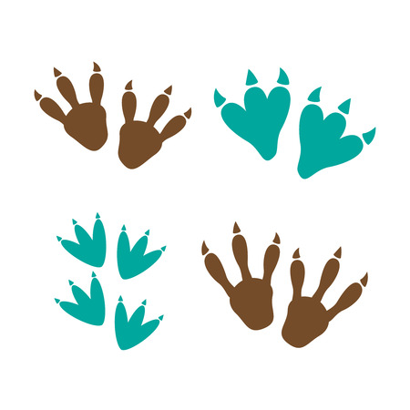 Dinosaur footprint tracks vector set illustration. Dinosaur footprint vectorのイラスト素材