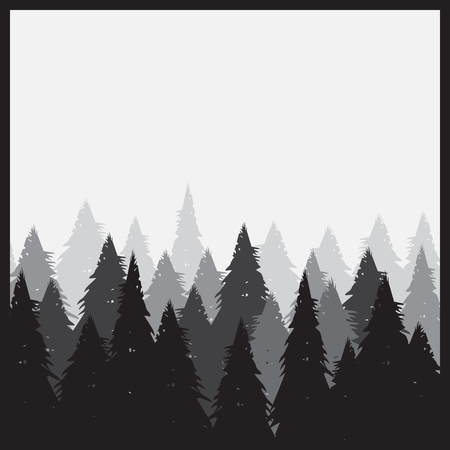 Coniferous pine forest vector illustration. Forest vector backgroundのイラスト素材