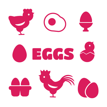 Egg icons. Egg food, breakfast egg, animal egg chicken .のイラスト素材