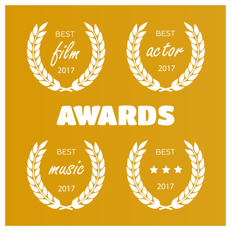 Set of awards for best. Film award wreaths isolated vectorのイラスト素材