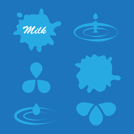 Splashes of milk. Set of dairy spots vector. Milk vectorのイラスト素材