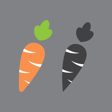 Carrot icon cartoon style isolated on white background. Carrot illustration. Carrot isolated black and color iconsのイラスト素材