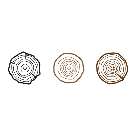 Tree rings icons, concept of saw cut runkのイラスト素材