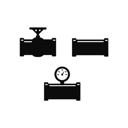 Pipe fittings icons set. Tube industry, construction pipelineのイラスト素材