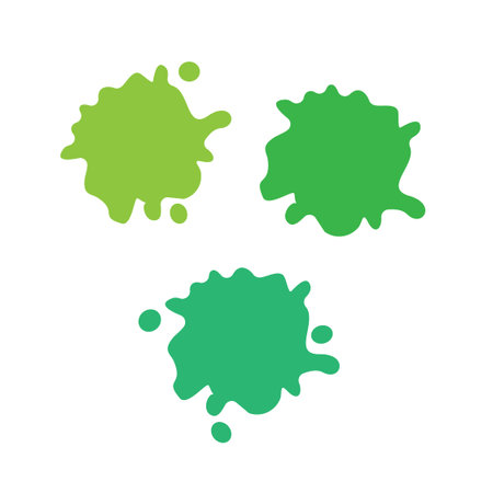Green slime vector set on checkered transparent background.のイラスト素材