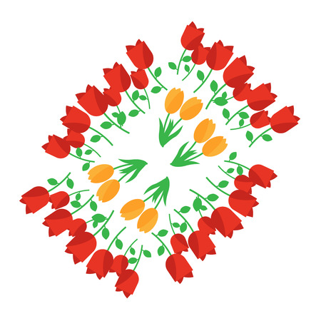 Neck line embroidery with roses flowers vector illustration.のイラスト素材
