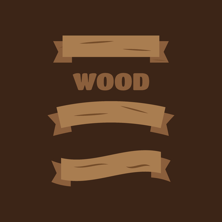 Comic wooden banners and signs. Wood plank boardのイラスト素材