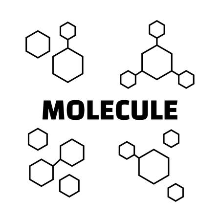 Molecule structure logo or biology model sign vector.のイラスト素材