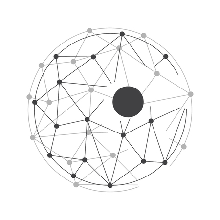Vector wireframe connecting earth sphere. Globe structure connect.のイラスト素材