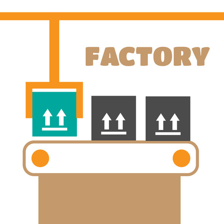Industrial conveyor belt line vector illustration. Conveyor process production vectorのイラスト素材