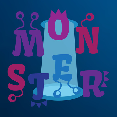 Funny vector monster alphabet for kids. Monster letterのイラスト素材