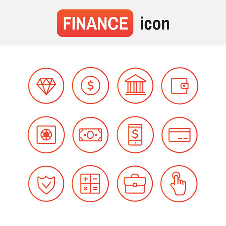Finance icon vector. Finance icons line style vectorのイラスト素材