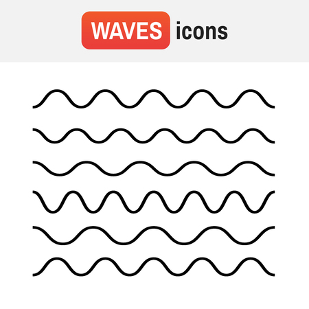 Wave line icon. Waves outline icon, modern minimal flat design styleのイラスト素材