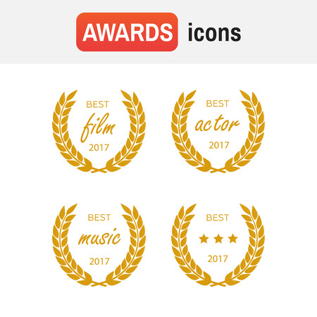 Set of awards for best. Film award wreaths isolated on the white backgroundのイラスト素材