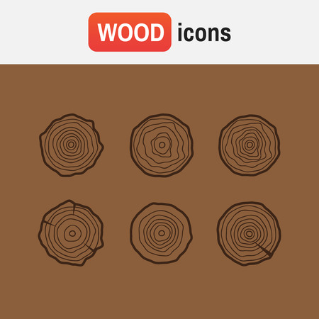 Set tree rings icons vector illustration. Wood rings iconsのイラスト素材