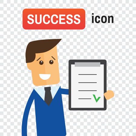 Happy businessman with checklist. Successful business concept.のイラスト素材