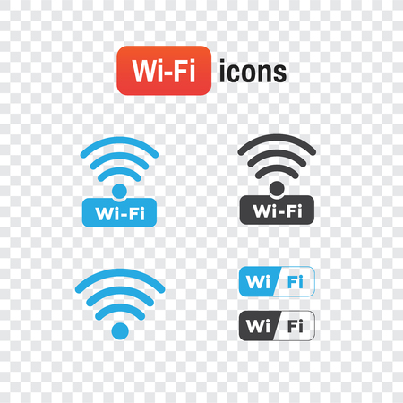 Black wireless icons. Set icons for wireless internet vectorのイラスト素材